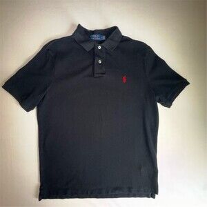 Polo Ralph Lauren Polo Shirt Men's M Black Classic Fit Preppy Dark Academia